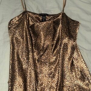 New York & Company Animal Print Satin Top